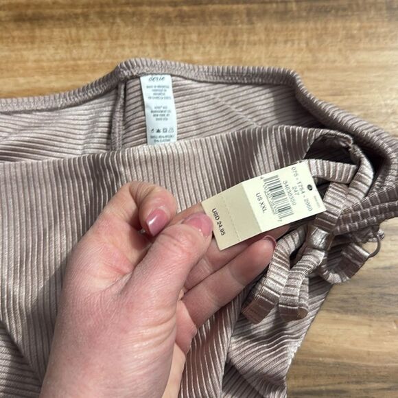 Aerie Ribbed Shine Tie Cheekier Bikini Bottom Size XXL NWT - Picture 4 of 5